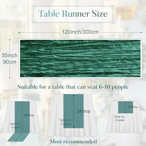 Pusunas Cheesecloth Table Runner 2 Pack 10 Ft Emerald Green