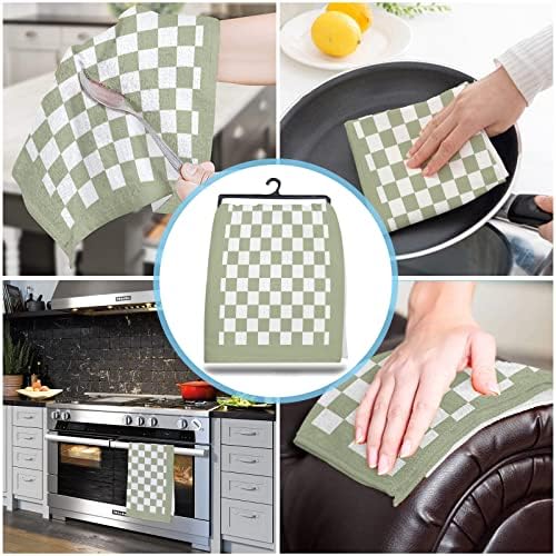 ZOE GARDEN Sage Green Plaid Kitchen Towels Set of 2 18x28