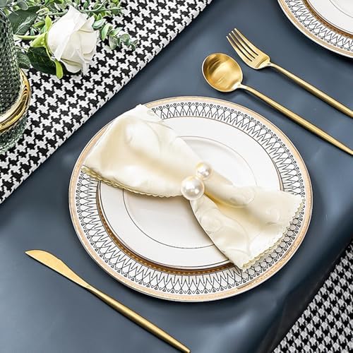 Elegant Gold Pearl Napkin Rings Set of 12