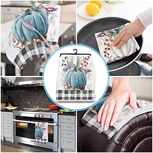 Pumpkin Plaid Kitchen Towel Quick Dry Eco-Friendly 18x28