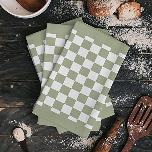 ZOE GARDEN Sage Green Plaid Kitchen Towels Set of 2 18x28
