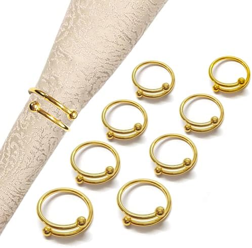 8-Piece Gold Stainless Steel Napkin Rings for Durable Dining Settings