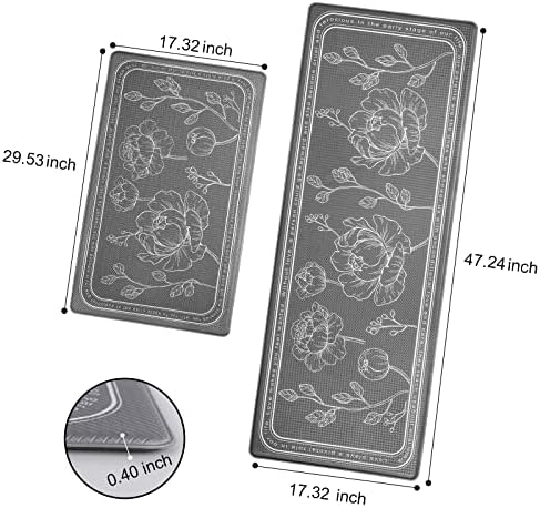 Anti-Fatigue Kitchen Mat Set for Standing waterproof cushioned rug