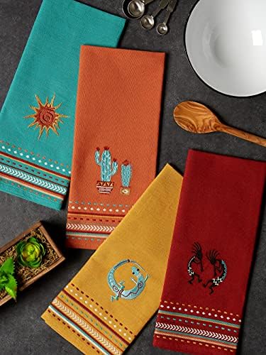 DII Southwest Hacienda Stripe Dishtowel Set 18x28 Assorted 4 Piece