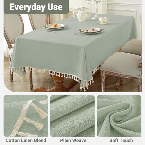 Rustic Tablecloth-BThroughout Hours waterproof elegant cotton linen tassel edge multi-use tablecloth