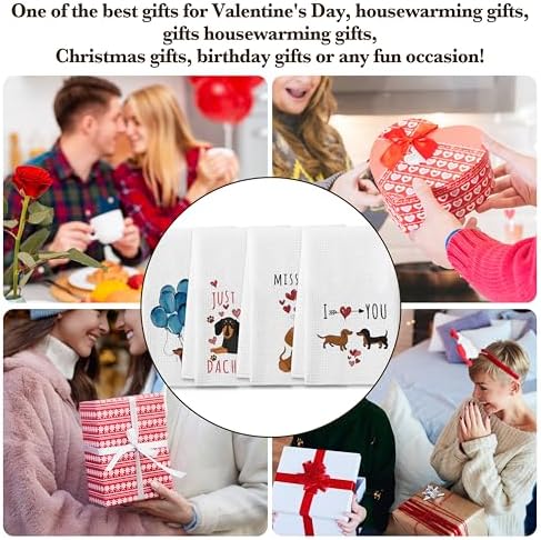 DETIHO Dachshund Gift Set for Women Kitchen Towels with a Sweet Dog