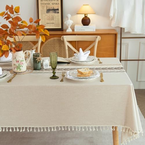 Elegant Rustic Faux Linen Tablecloth for Everyday Use