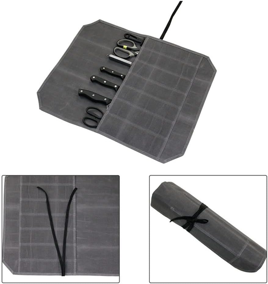 Wailedicop Waxed Canvas Cutlery Cover Chef Knife Roll Pouch Kitchen Cooking Tool Organizer