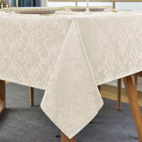 SASTYBALE Off-White Jacquard Tablecloth 52x70 Durable Elegant Perfect for Home Office