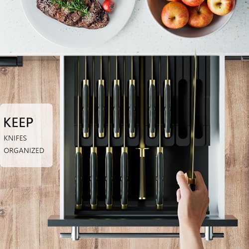Domax Bamboo Knive Block Fit 16 Knives Plus Sharpener