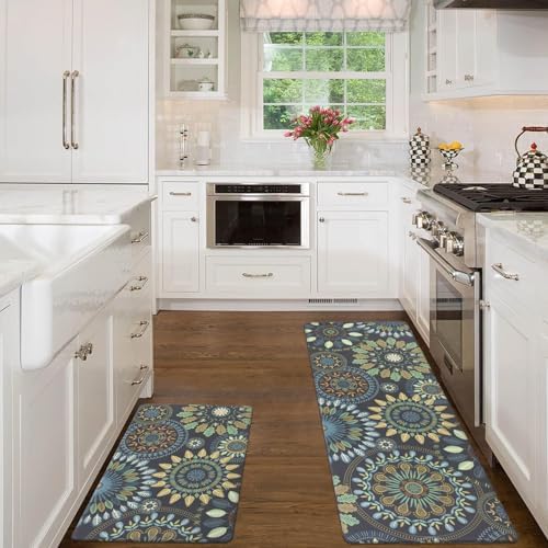 Pauwer Boho Kitchen Rugs Set of 2 Anti Fatigue Mats