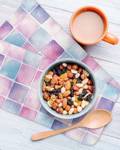 Falaniique Pink Blue Plaid Waffle Dish Towels