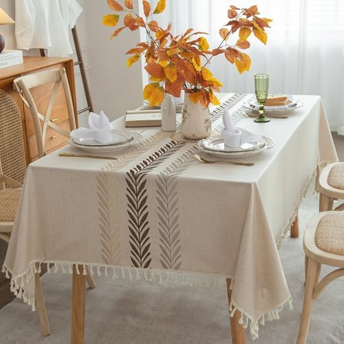 Elegant Rustic Faux Linen Tablecloth for Everyday Use