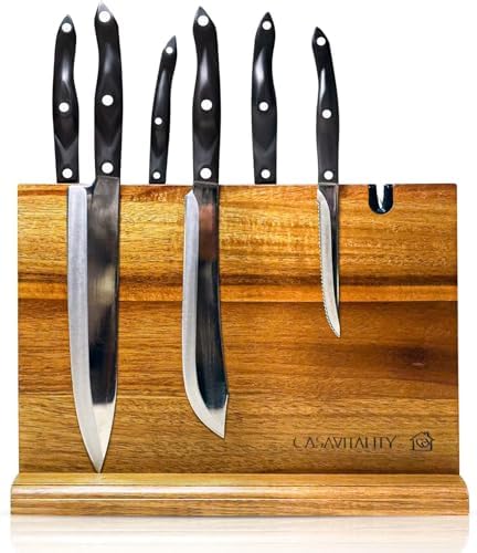 Elegant Acacia Magnetic Knife Block
