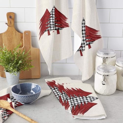 ZOE GARDEN Christmas Tree Checkered Kitchen Towel 18x28