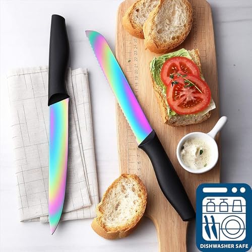 Marco Almond 14-Piece Rainbow Knife Block Set