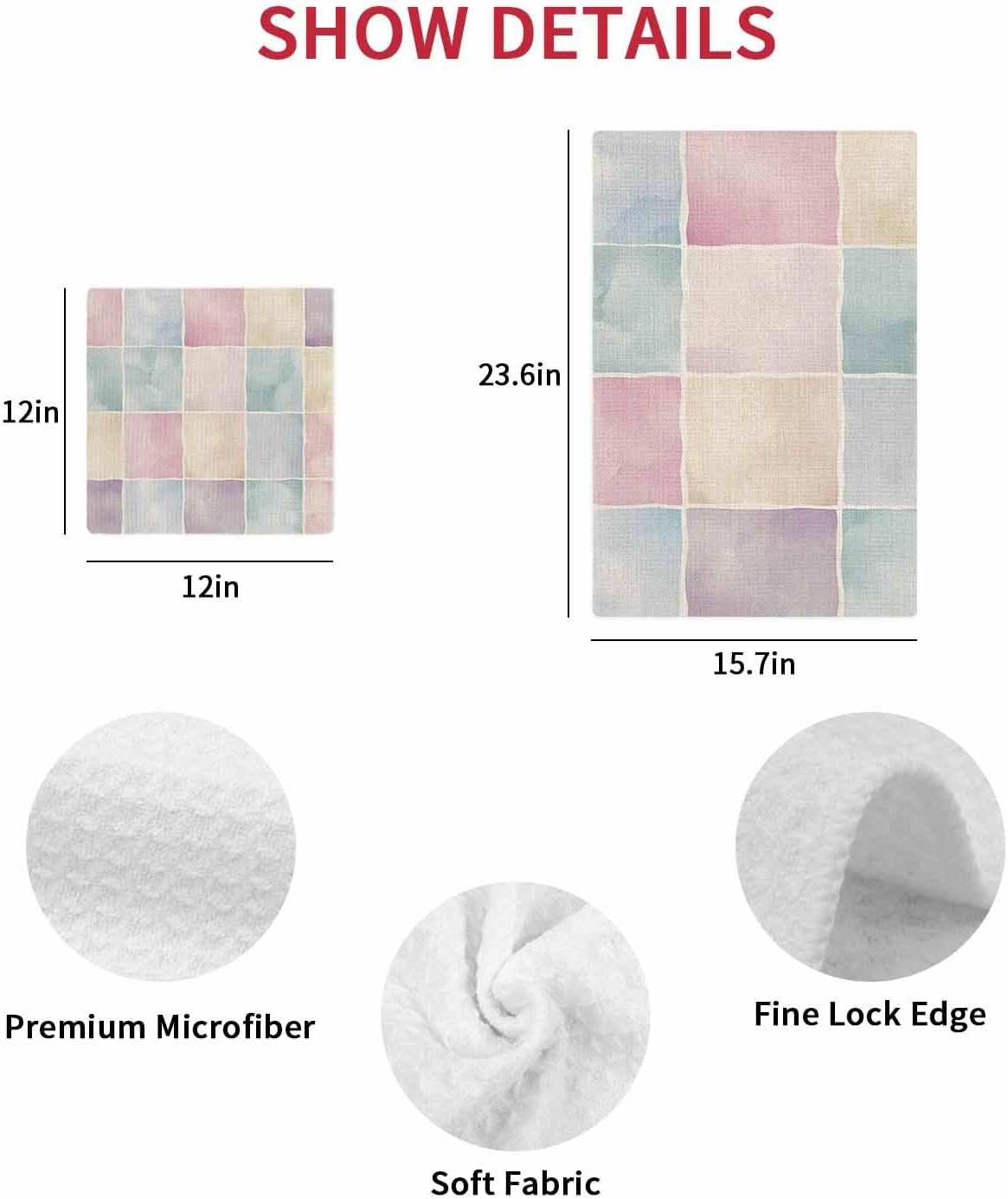 Falaniique Pink Checkered Waffle Towel Set of 2