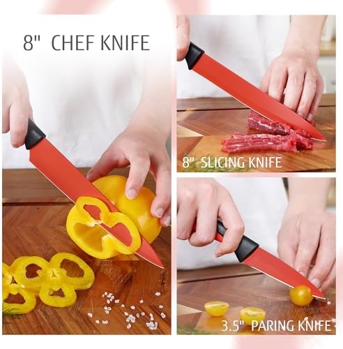 Hecef 13-Piece Kitchen Knife Set with Sharpener