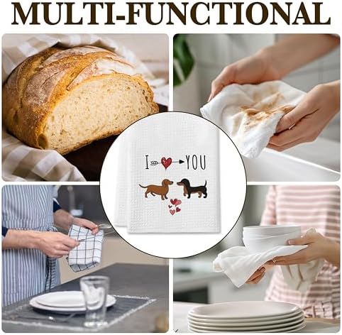 DETIHO Dachshund Gift Set for Women Kitchen Towels with a Sweet Dog