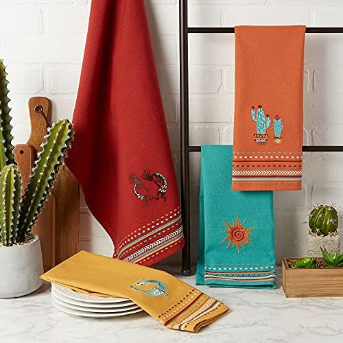 DII Southwest Hacienda Stripe Dishtowel Set 18x28 Assorted 4 Piece