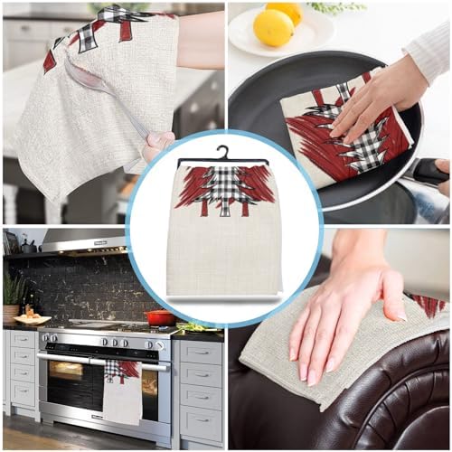ZOE GARDEN Christmas Tree Checkered Kitchen Towel 18x28