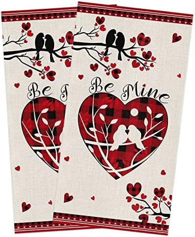 ZOE GARDEN Red Saint Love-Tree Country Plaid Dish Towels