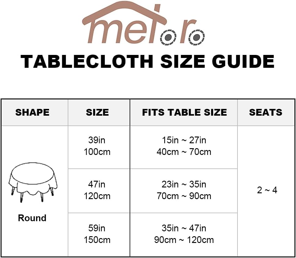Meioro Linen Tablecloth 59 Inch - Round - Tassel Desk - Lightweight - Machine Washable