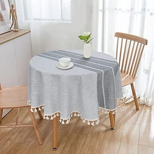 Vonabem 60-inch Round Tablecloth with Tassel Durable Stylish for Kitchen Dining