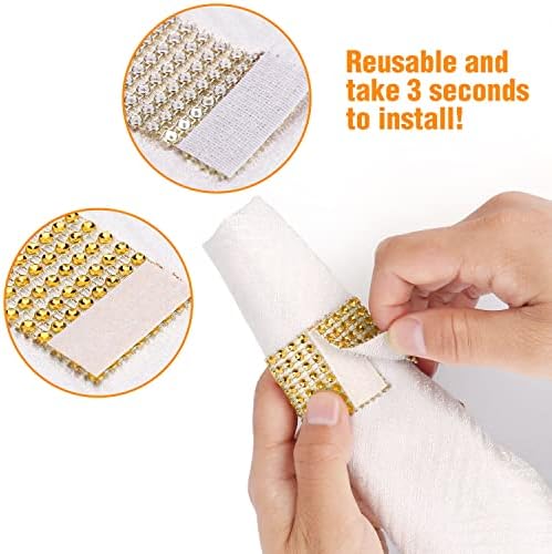 Glowing Gold Rhinestone Napkin Rings Set of 150 for Weddings Special Occasions