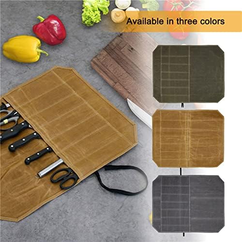 FUKAJOMFEN Knife Roll Chefs Knife Bag Gray Waxed Canvas Holder