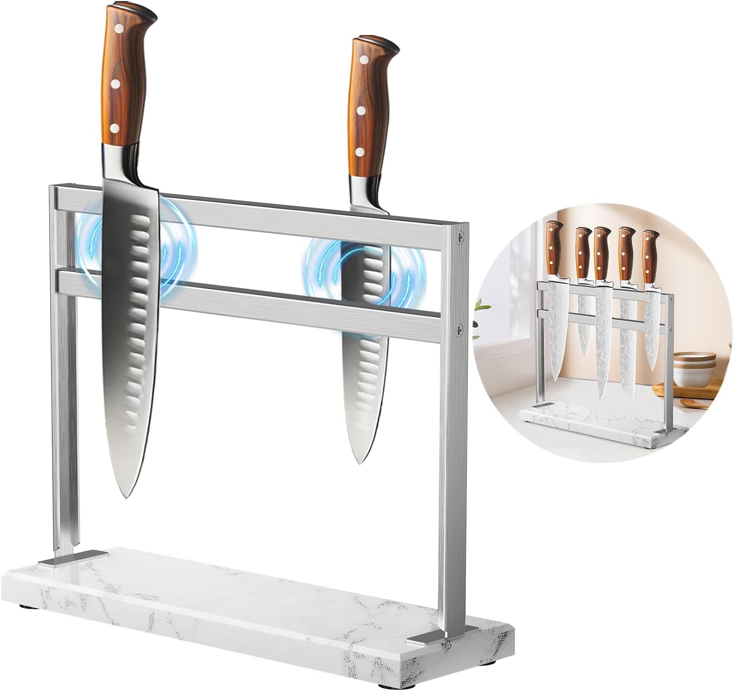 Magnetic Knife Block Holder - Marble Base