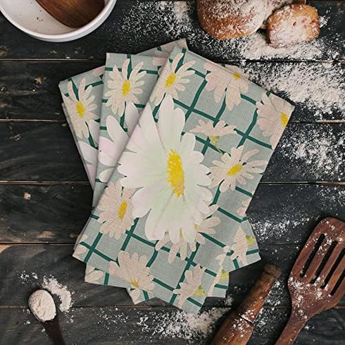 ZOE GARDEN Daisy Green Kitchen Towels Rustic Design 18x28