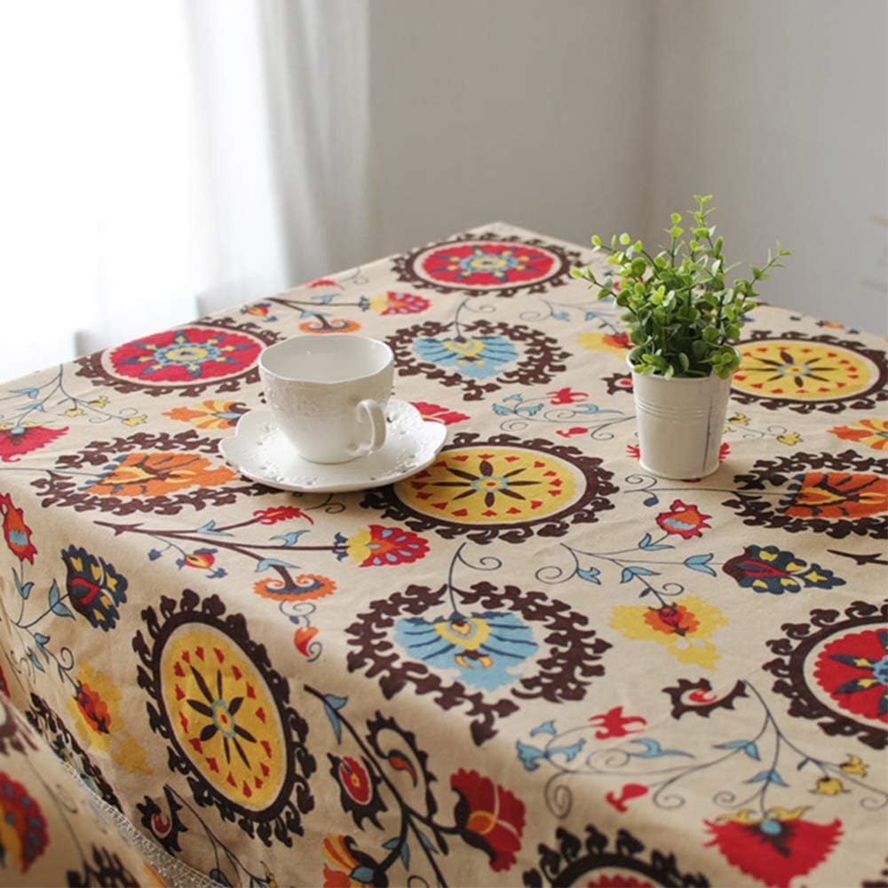 Aothpher Boho Floral Jacquard Tablecloth 54x54 Inches