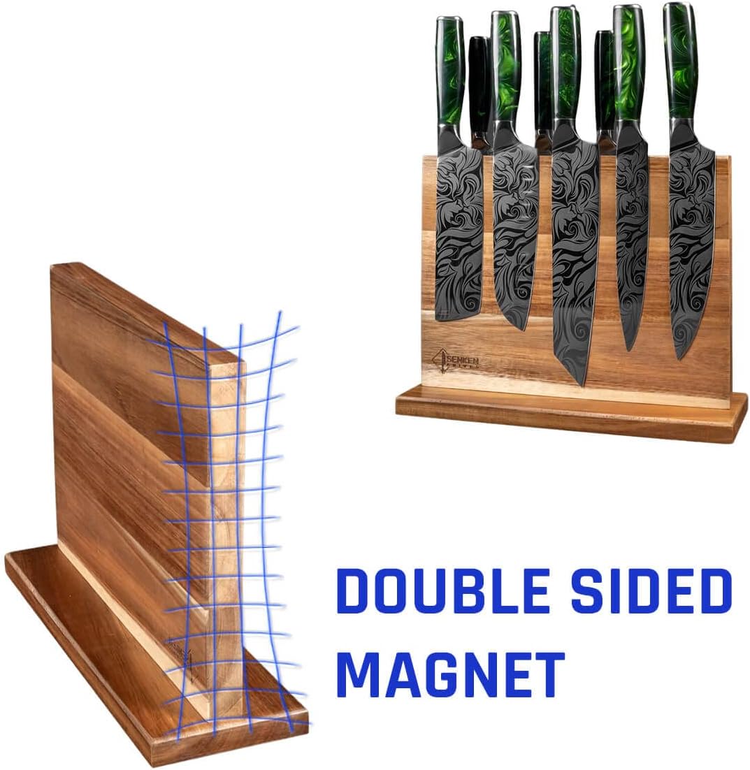 Durable Magnetic Knife Block with Natural Acacia Wood