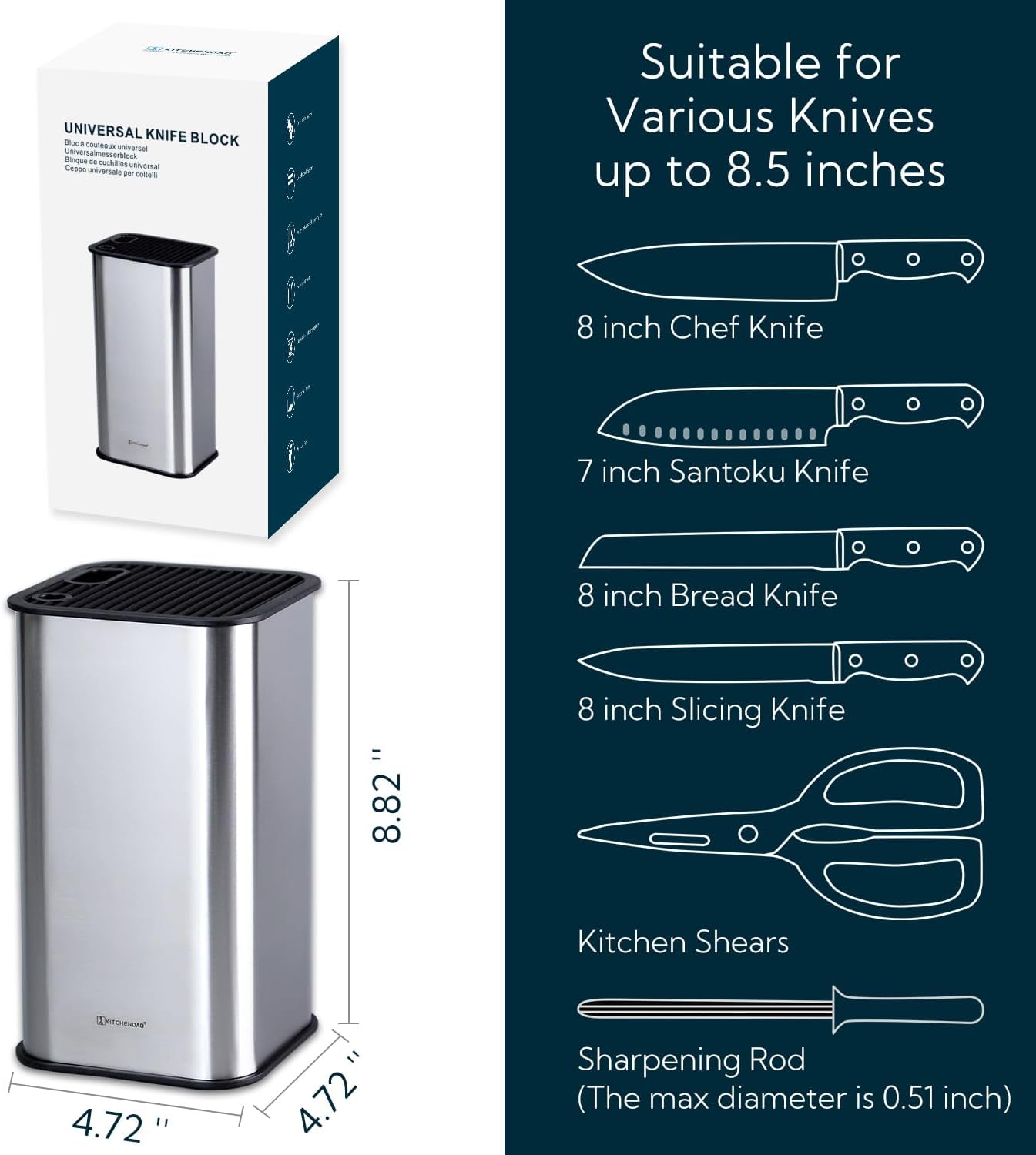 KITCHENDAO XL Universal Kitchen Knife Block
