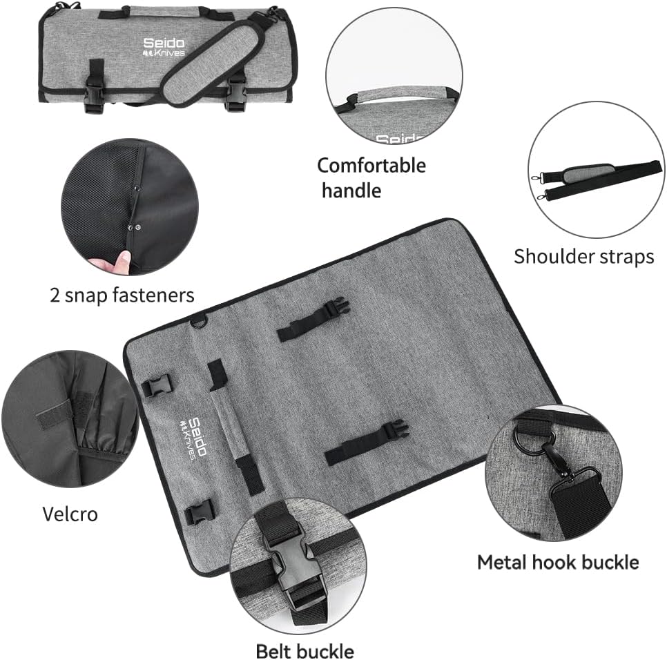 Seido Knives Chefs Knife Roll Bag with 16 Slots