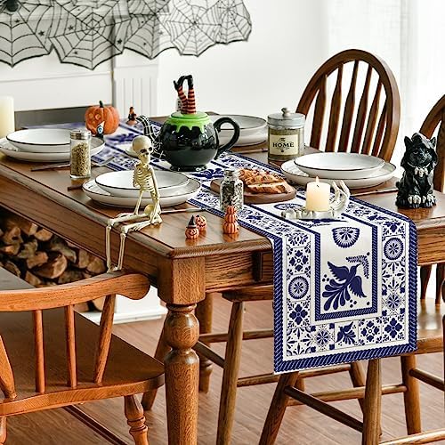 Artoid Mode Floral Bird Dia De Los Muertos Table Runner