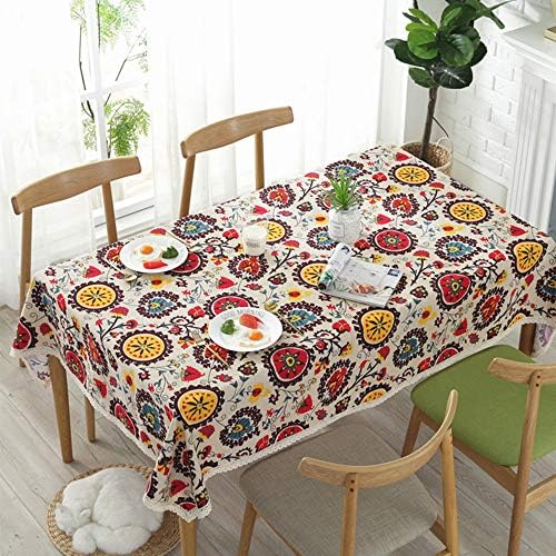 Aothpher Boho Floral Jacquard Tablecloth 54x54 Inches