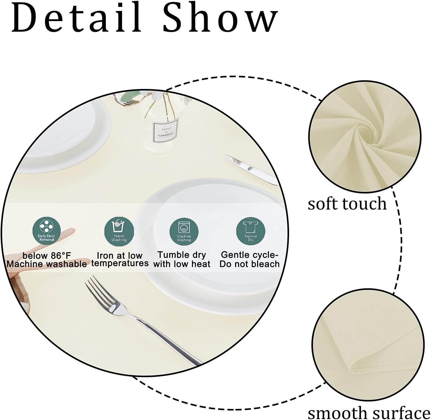 Durable 70x120 Inch Tablecloth for Dining Parties and Camping Ivory