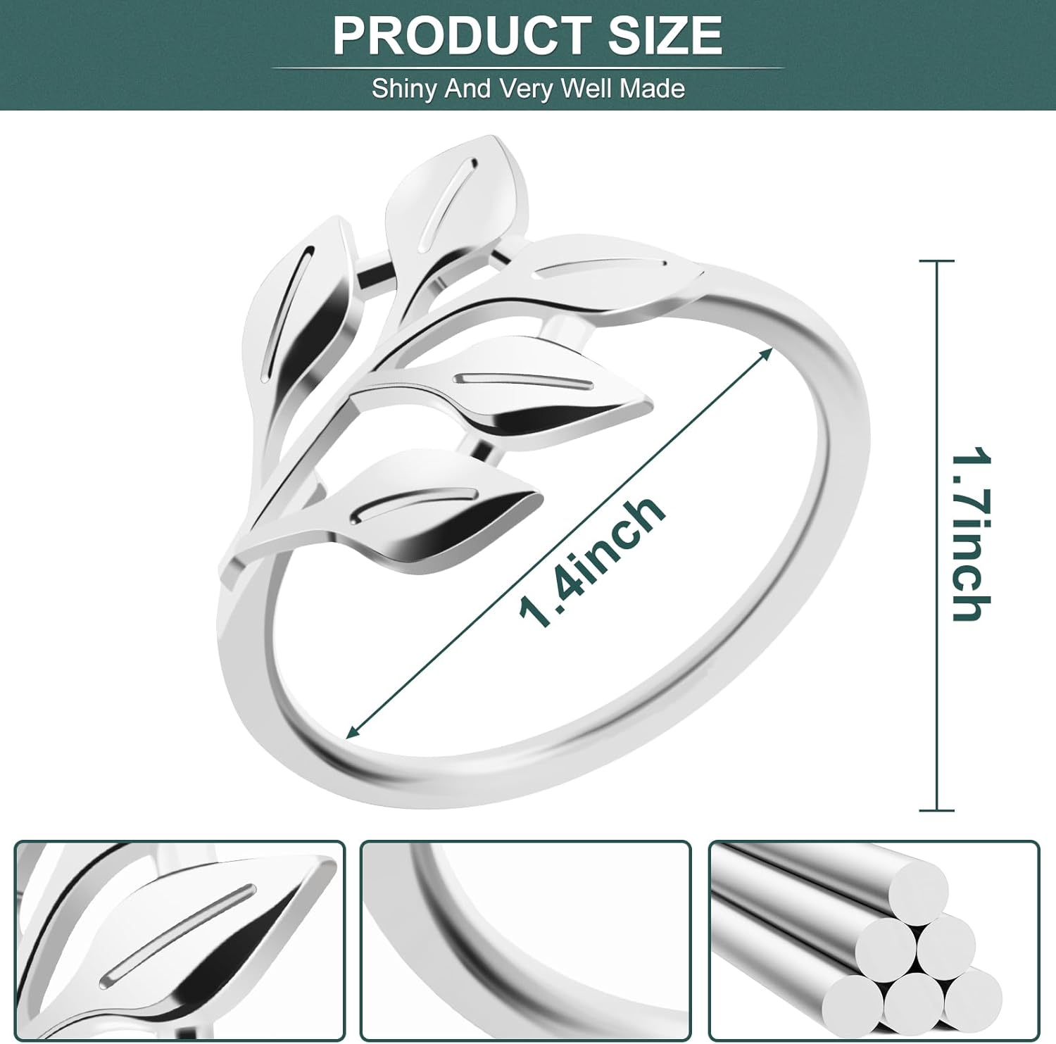 Silver Napkin Rings - 20-Piece Bulk Leaf Napkin Rings Anillos para Servilletas