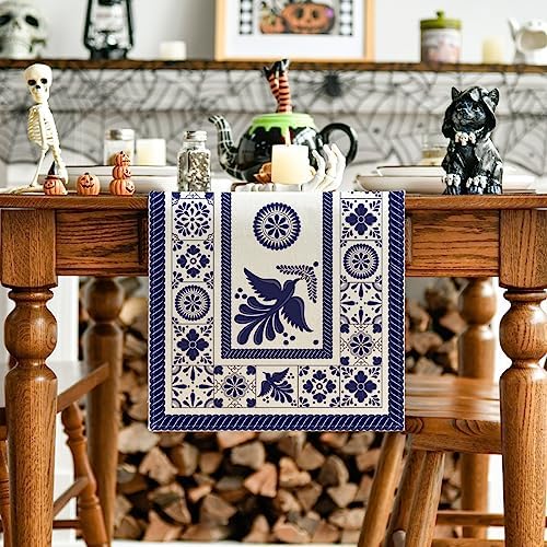 Artoid Mode Floral Bird Dia De Los Muertos Table Runner