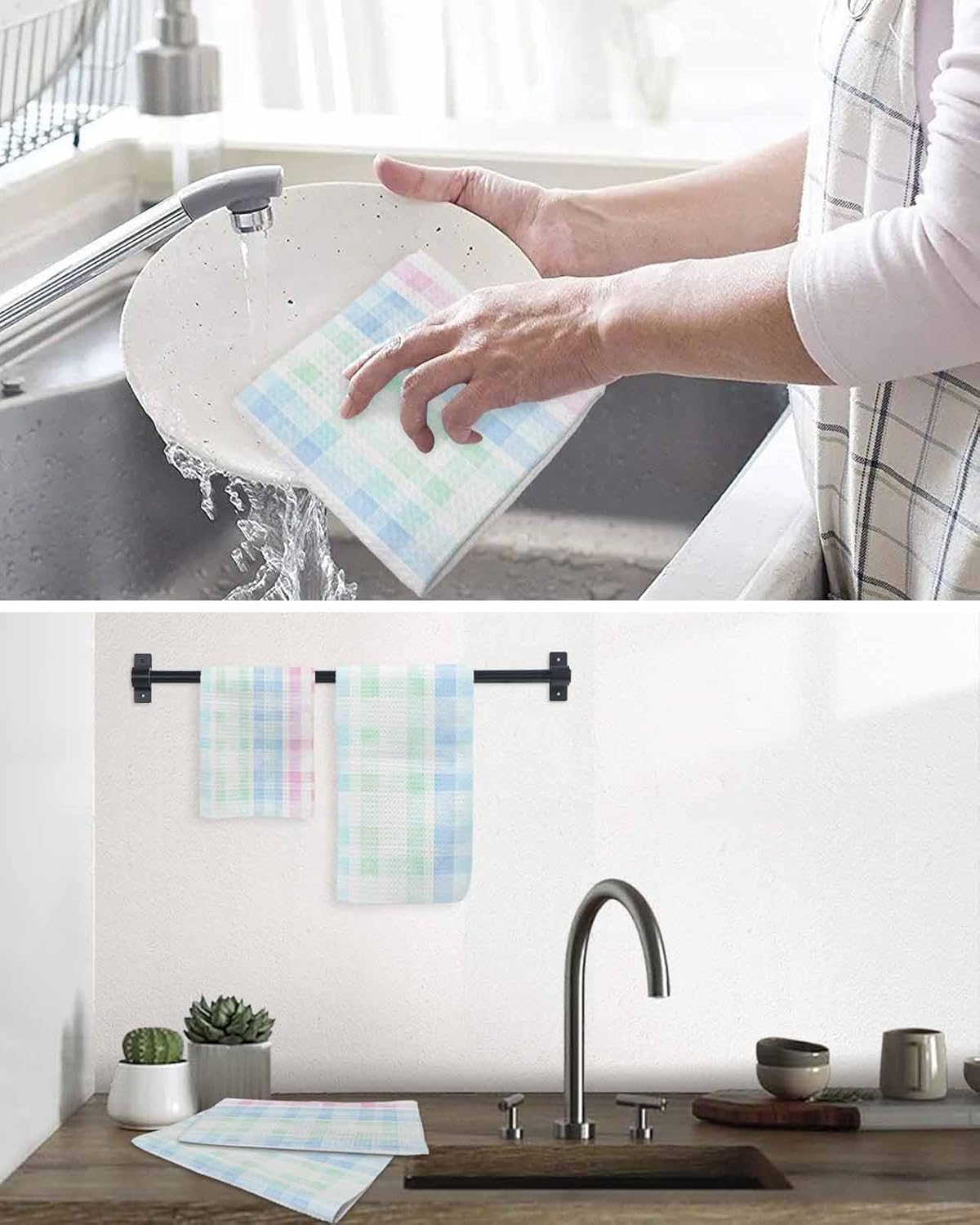 Pastel Waffle Kitchen Hand Towels Set