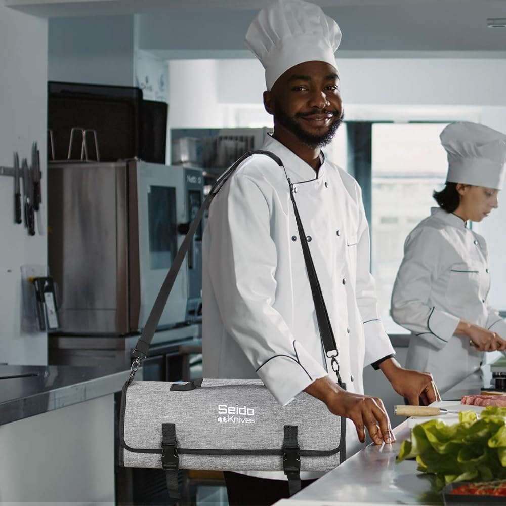 Seido Knives Chefs Knife Roll Bag with 16 Slots