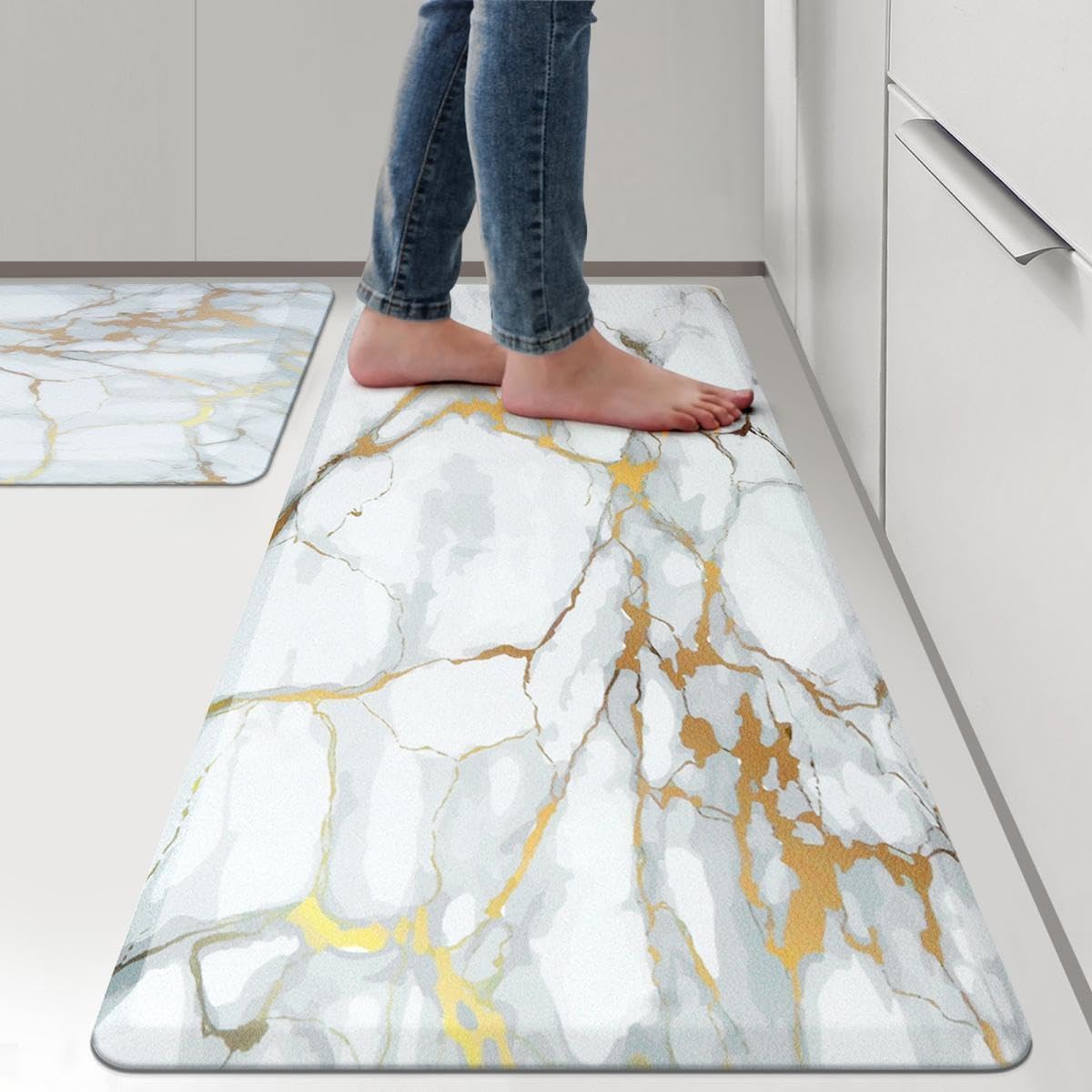 WEZVIX Anti Fatigue Kitchen Rugs 2 PCS Non-Slip