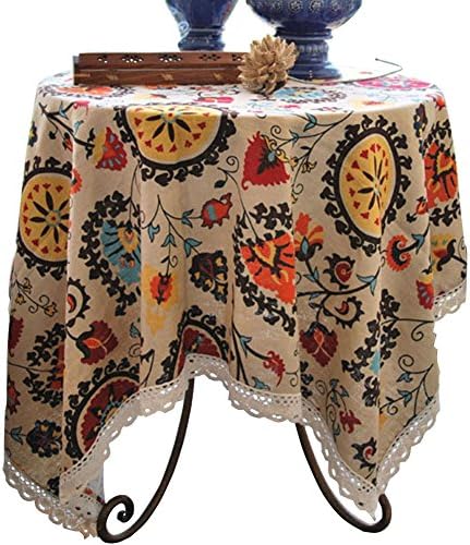 Aothpher Boho Floral Jacquard Tablecloth 54x54 Inches