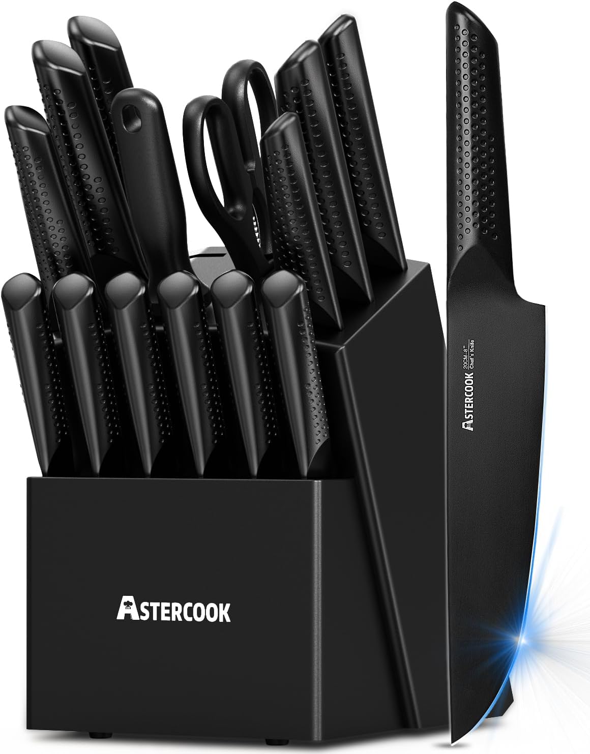 Astercook 15-Piece Chefs Knife Block Set