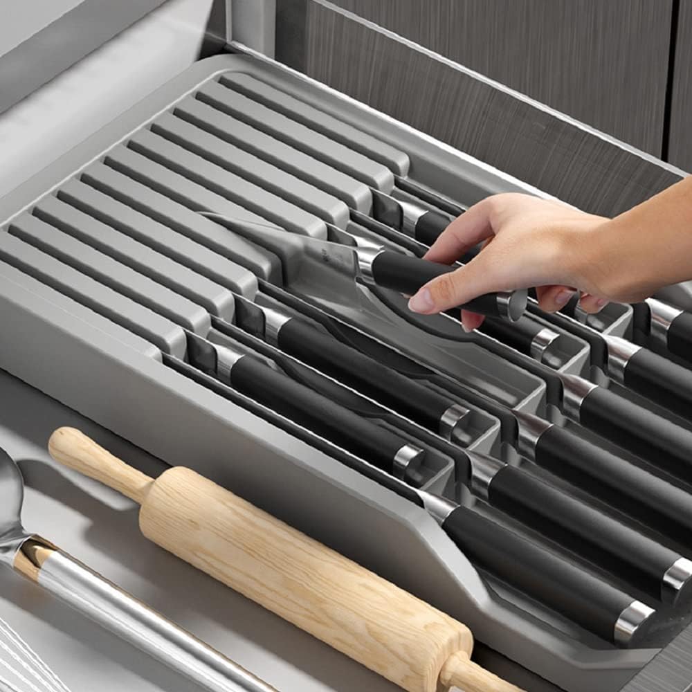 RIIPOO Expandable Knife Organizer for Drawers Countertops