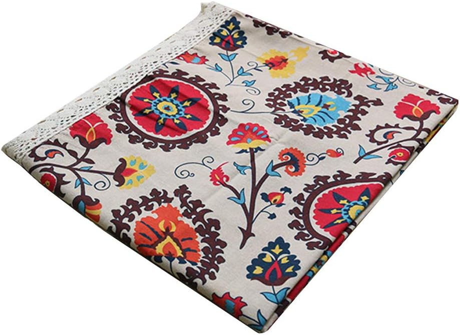 Aothpher Boho Floral Jacquard Tablecloth 54x54 Inches