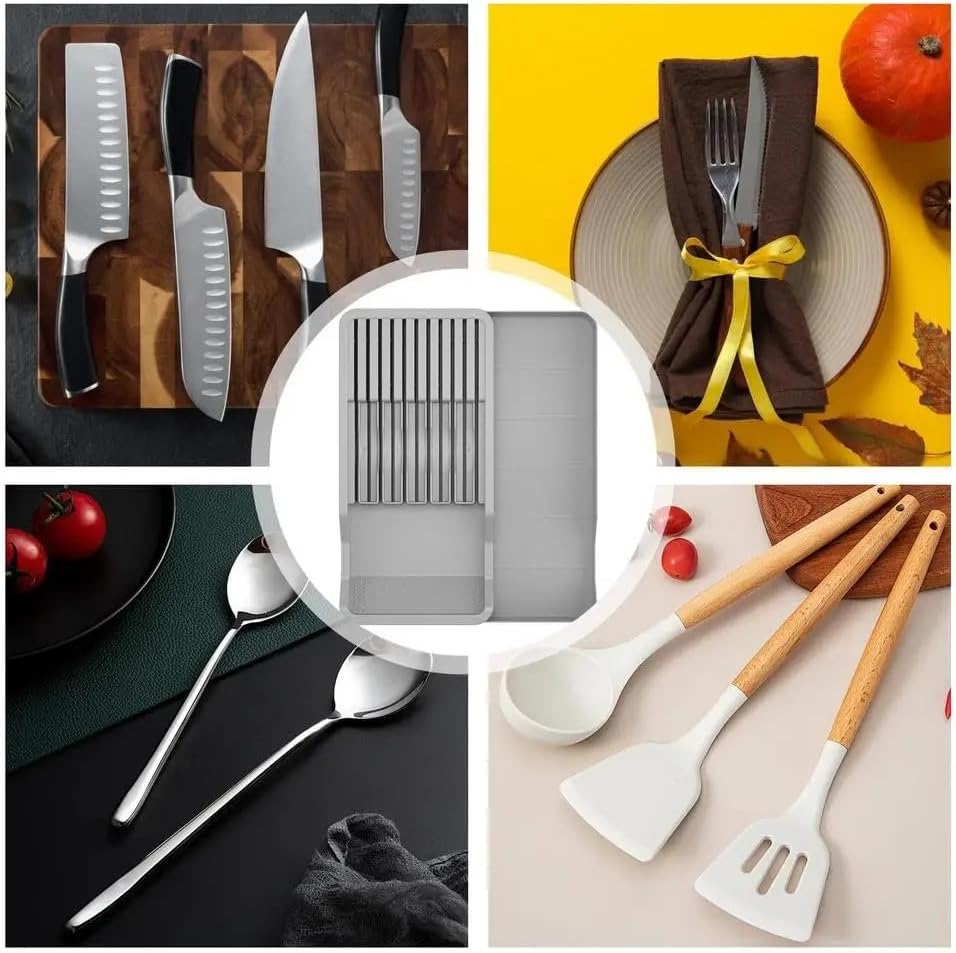 RIIPOO Expandable Knife Organizer for Drawers Countertops