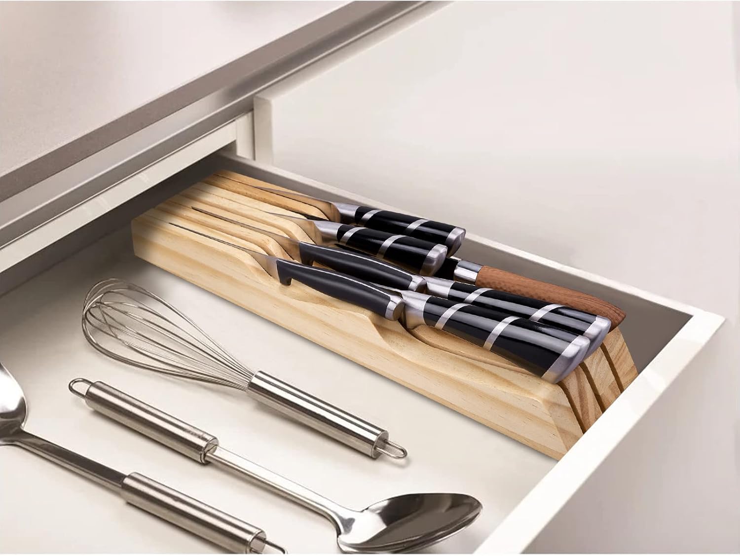 RedCall Kitchen Knife Holder for Drawer Solid Wood Universal Knife Block